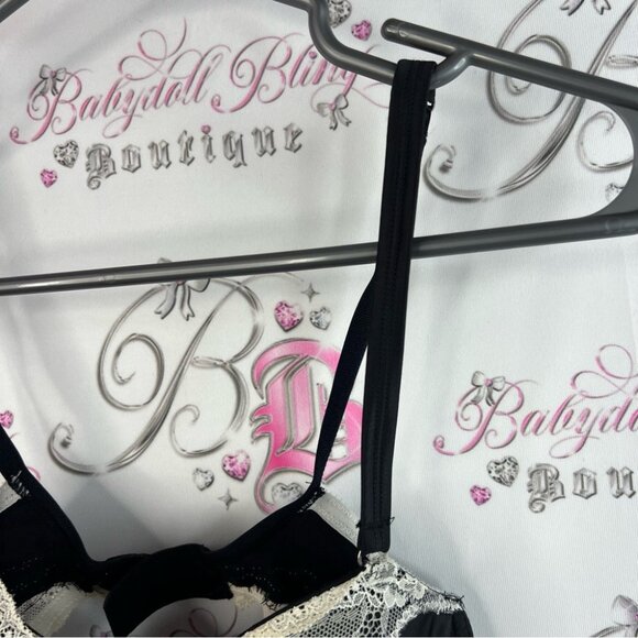 Bra lace black cream jewel dangly detail crystal beaded cupped sexy bra - Picture 6 of 10